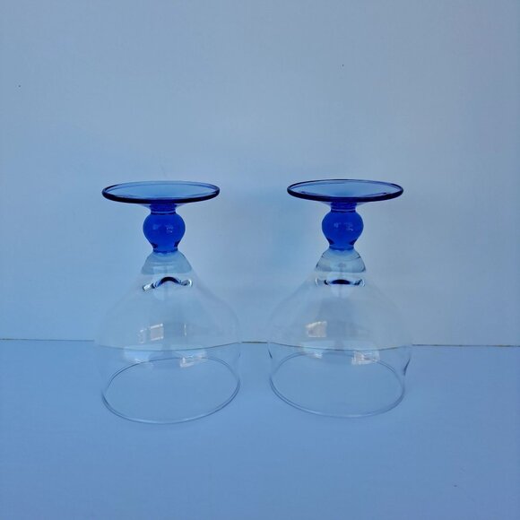 Bormioli Rocco Minorca Footed Dessert Margarita Glasses Set Of 2 Blue Stem - Picture 5 of 13
